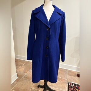 Anne Klein Royal Blue Women’s Wool Blend Dress Coat, Large